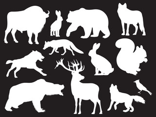 Wild animals silhouettes set