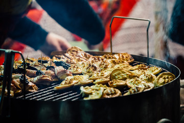 Grilled smoked polish cheese