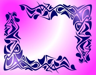 Blue abstract frame on a pink background