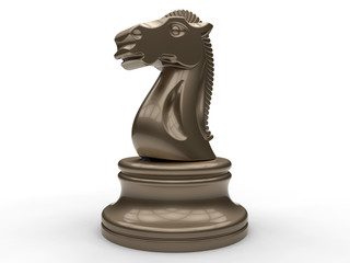 3D illustration - horse chess perspective