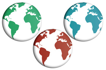 Planeta tierra de color verde, azul, y rojo.