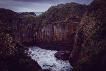 Ocean meats cliffs in New Zealand
