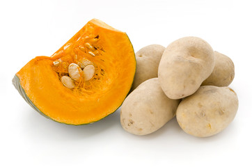 野菜（カットカボチャ、ジャガイモ）