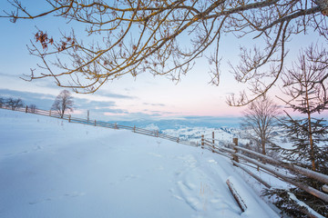Beautiful winter landscape in the mountains.