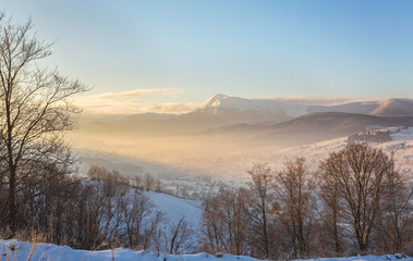 Beautiful winter landscape in the mountains.