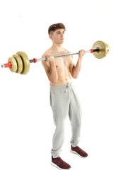 Obraz premium 18 Year old teenage boy lifting weights
