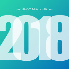 Greeting card design template with Modern Text for 2018 New Year of the Dog. Color number 2018 drawn lettering on colorful background. Vector illustration
