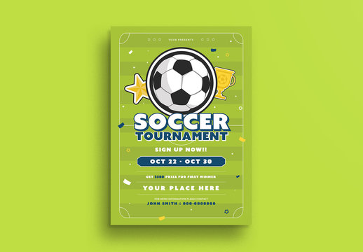 Soccer Tournament Flyer with Green Accents