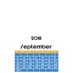 Calendar for September 2018