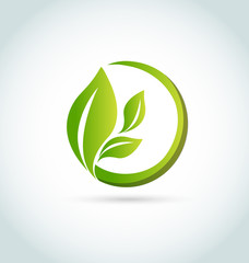 Green organic leafs icon