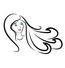 Girl with long hair vector