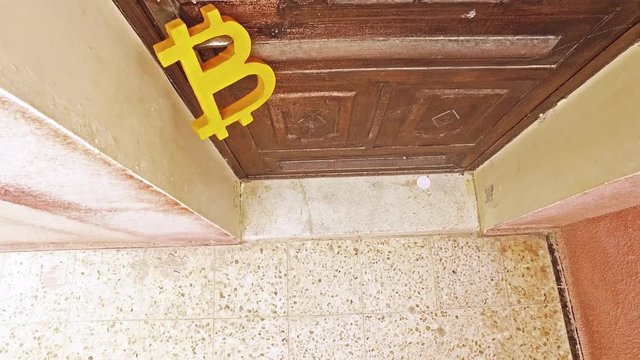 Bitcoin hung. Door. Crypto currency.