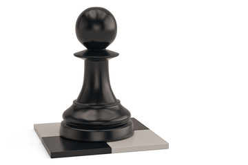 The pawn chess piece on checkerboard.3D illustration.