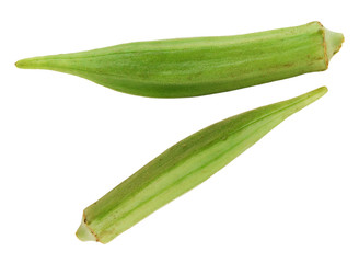 Okras isolated on white background