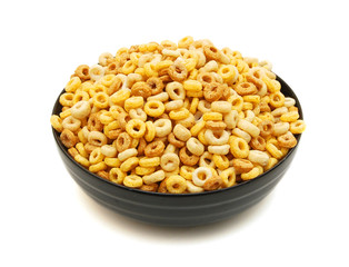 Bowl of Whole Grain Cheerios Cereal  on white