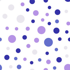 Colorful polka dots seamless pattern on white 27 background. Classy classic colorful polka dots textile pattern. Seamless scattered confetti fall chaotic decor. Abstract vector illustration.