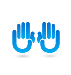 Blue hands isolated icon