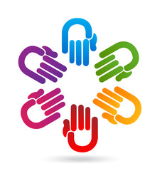 Group of hands coming together icon vector