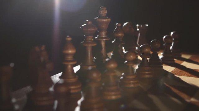 Play chess in dark makes a move. Slow Motion