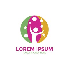 kindergarten logo. simple shape and color. negative space. vector editable