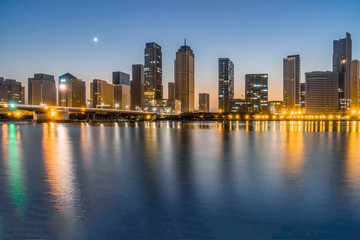 Obraz premium night view of urban skyline and modern buildings, cityscape of China