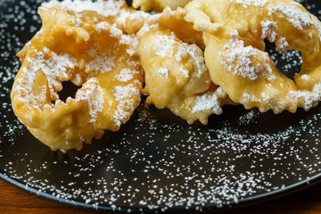 Chiacchere, typical Italian pastry used during the carnival,italy