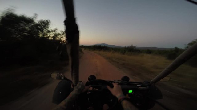 gopro shot of person driving dune buggy in the dark