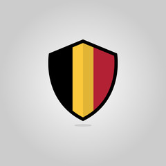 Fototapeta premium Belgian Flag Flat Vector Shield Badge