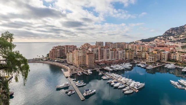 Panoramic time lapse video of port Fontvieille in Monaco
