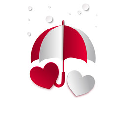 Valentine's day abstract background with cut paper hearts. Vector illustration