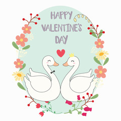 swan in love,happy valentine's day