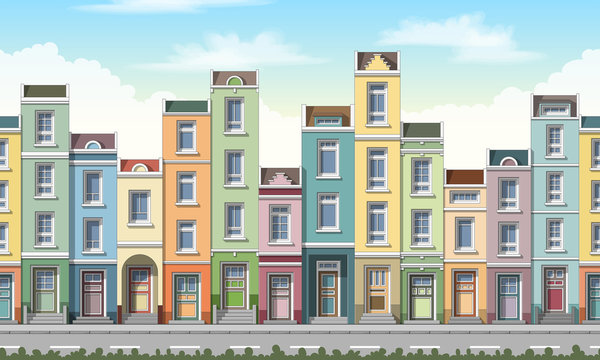Illustration of csmall housees, seamless