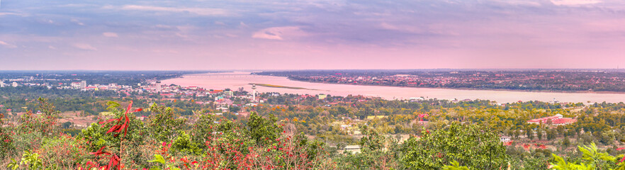Panorama view of Mukdahan province,Thailand.