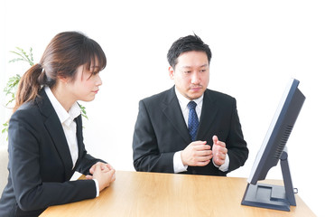 company workers meeting image