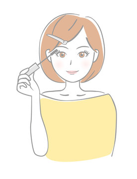 woman applying mascara, yellow top clip art preview