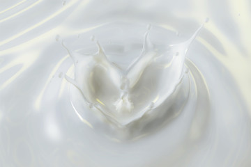 Fototapeta na wymiar 3D Rendering of Milky Lotion with Heart Shape Crown Splash