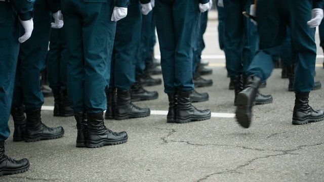 Feet of soldiers at army