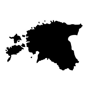 black silhouette country borders map of Estonia on white background of vector illustration