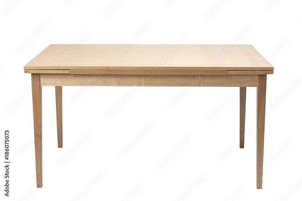 Wall mural solid wood table isolated on the white background.