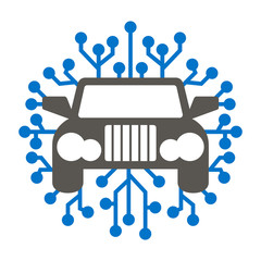 Car Circuit Board Icon Vector. Auto Semiconductor Illustration. Smart Automobile Logo. AI Vehicle Symbol.