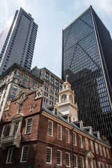 Fototapeta premium Boston, MA, USA Old State House downtown financial district Oldest surviving public building Boston Massacre