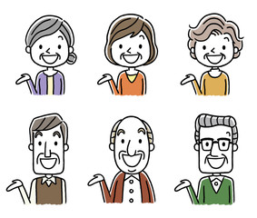 シニア男性とシニア女性：案内、説明