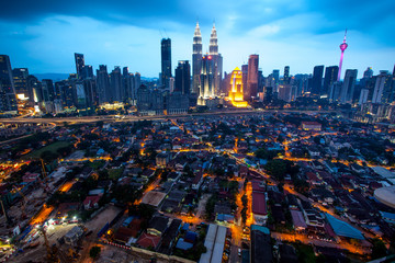 Kualar Lumpur skyline by night