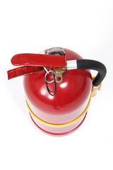 red fire extinguisher isolated on the white background