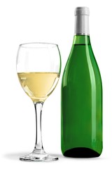 Bottle and Glass of White Wine