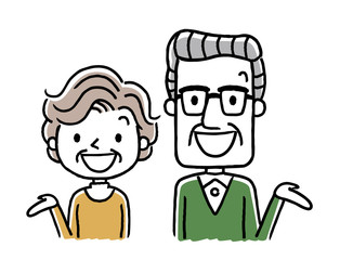 Obraz premium シニア夫婦：紹介、案内、説明