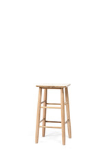 solid wood stool isolated the white background.