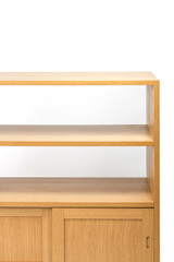 birch solid wood furniture shelf isolated the white background.
