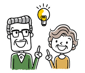 シニア夫婦：アイデア、思いつく、考える