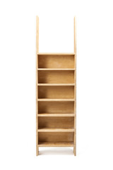 birch solid wood shelf isolated the white background.